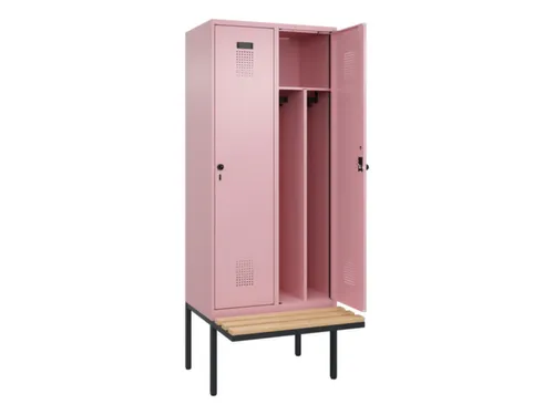 locker met bank,voor scheiding van kleding,HxBxD 2120x800x815mm,2vak