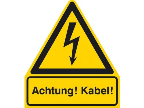 waarschuwings-combibord,v. binnen/buiten,Let op! Kabels!,PVC