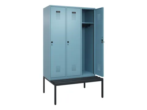 locker met bank,HxBxD 2120x1200x815mm,3vak,vak B 400mm,draaigrendel