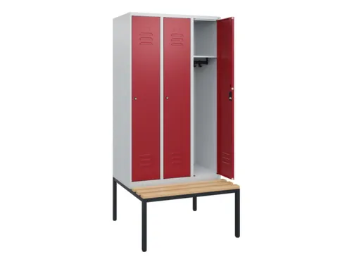 locker met bank,HxBxD 1950x900x815mm,3vak,vak B 300mm,cil.-slot