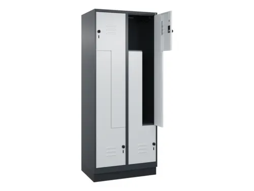 Z-garderobekast,HxBxD 1950x800x500mm,vak B 200/400mm,draaigrendel