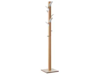 Staande Kapstok 6Jas-/2Tashaken Hout/polystyreen Naturel/wit - 1