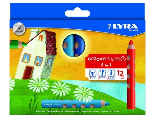 Kleurpotlood LYRA Groove Triple One extra dik set à 12 kleuren