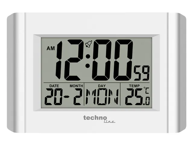 Wekker Technoline WS 8002 215x150x28mm zilver/wit