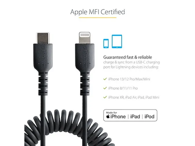 50cm USB-C naar Lightning Kabel, Zwart, MFi Gecertificeerd,