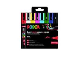 Paintmarker Uni POSCA PC-5BR brushpunt M assorti 8st