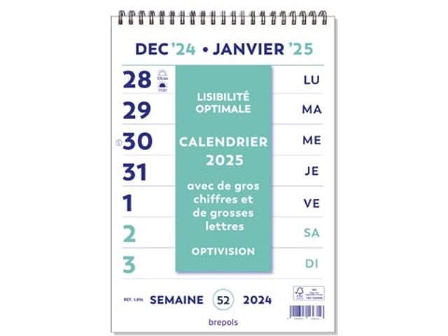 Brepols Optivision Wand-week Kalender Franstalig 2024 | DiscountOffice.be