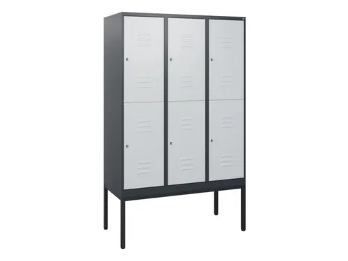 dubbeldekse locker,HxBxD 1950x1200x500mm,3x2vak.,vak B 400mm,cil.-slot