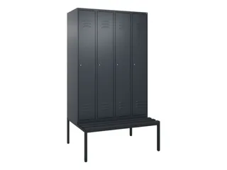 locker met bank,HxBxD 2120x1200x815mm,4vak,vak B 300mm,cil.-slot - 1
