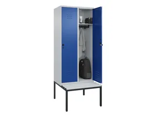 locker met bank,HxBxD 2120x800x815mm,2vak,vak B 400mm,draaigrendel - 3