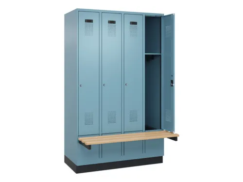 locker met bank,HxBxD 1950x1200x815mm,4vak,vak B 300mm,cilinderslot