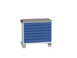 gereedschapswagen 980x1050x600mm linoleum blad 7 laden RAL7035+RAL5010