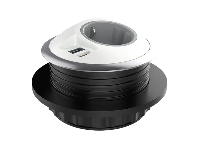 Desktop stekkerdoos Power PixelTUF 1x Schuko + USB A en C 25W Wit