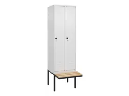 locker met bank,HxBxD 2120x600x815mm,2vak,vak B 300mm,draaigrendel