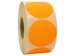 Etiket Rond Fluor Oranje 50mm Op rol 2000 Stuks - 1