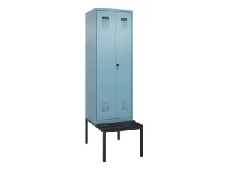 PBM-locker met bank,HxBxD 2120x600x815mm,2vak,vak B 300mm,draaigrendel - 2