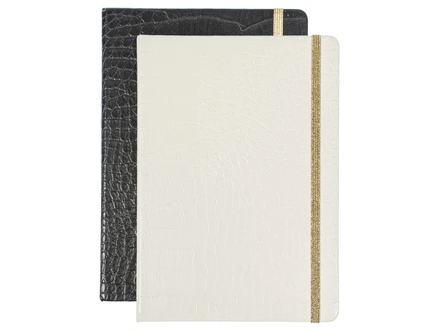 Carnet de notes Pure Croco A5 ligné 2 pces 80gramme 160pages noir et