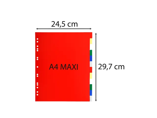 Intercalaires polypropylène souple 12 positions - A4 maxi - Couleurs