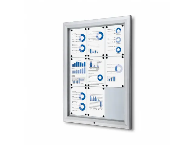 Vitrinekast mededelingenbord Outdoor 9xA4 Zilver
