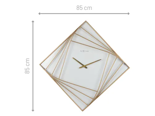 Wandklok Nextime groot 85x85cm metaal goud/wit Turning Time