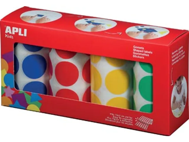 sticker XL cirkel diameter 33mm 4 rollen 4 kleuren