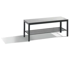 omkleedbank,HxLxD 438x1000x353mm,HPL zilvergrijs,frame staal RAL7021 - 1