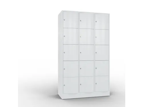 lockerkast cil.slot 1950x1150x540mm 3x5 vakken RAL7035 front RAL7035