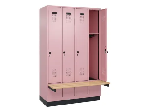 locker met bank,HxBxD 1950x1200x815mm,4vak,vak B 300mm,draaigrendel