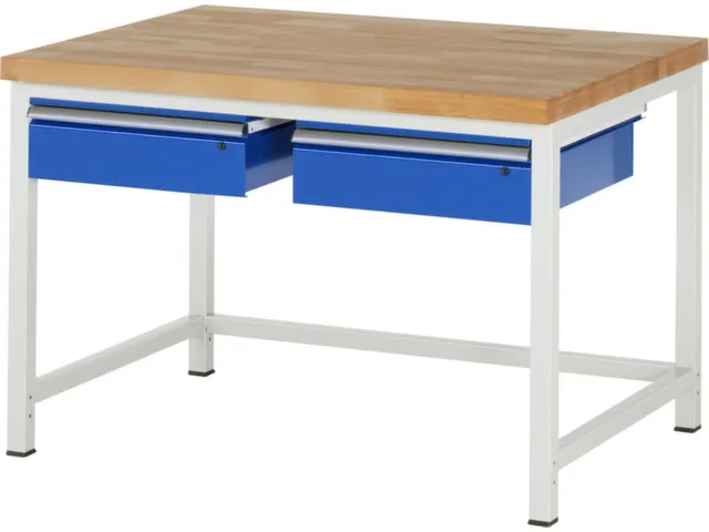 werkbank,HxBxD 840-1040x1250x900mm,beukblad,draagverm. 1250kg,4voeten