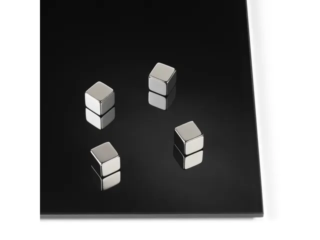 Glasbordmagneten Naga 10x10x10mm vierkant set a 4st. zilver