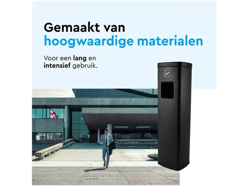 Afvalbak met asbak BRASQ 20 liter AT400 zwart