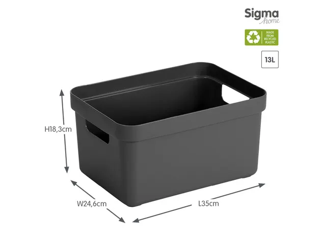 Sigma Home opbergbox 13L antraciet - 35x24,6x18,3cm