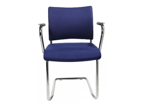 Bezoekersstoel Armleuningen Blauw Stof Zitting 450x480mm Sledeframe