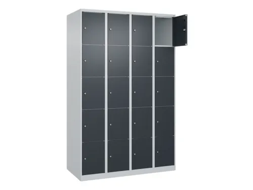 lockerkast,HxBxD 1850x1200x500mm,4x5vakken,vak B 300mm,cil.-slot