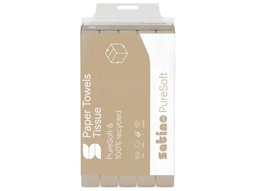 Handdoek PureSoft PT2 Z-vouw 2-laags 206x240mm 25x150vel natur 277530