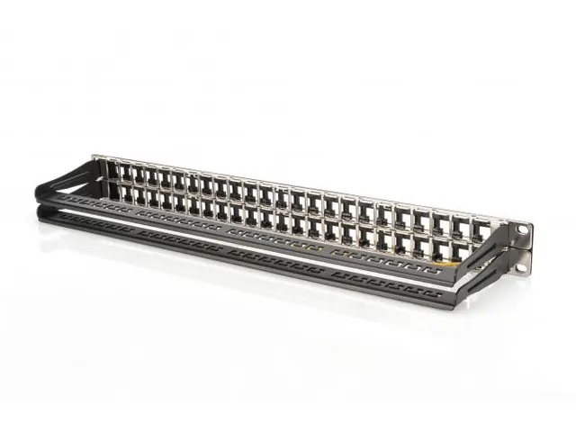 Modulair Patchpaneel 48-poorts Tekstveld 1U Rackmontage Zwart RAL 9005