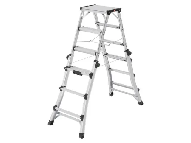 Telescopische dubbele ladder,beide zijden,2x4-6sporten/treden