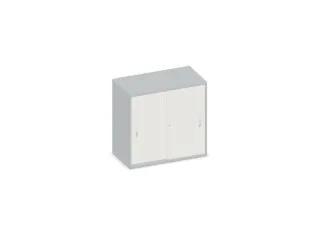 Schuifdeurkast 770x800x430mm Romp Lichtgrijs Decor Front Wit - 1