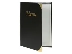 Menukaart Securit A5 4 tas zwart lederlook