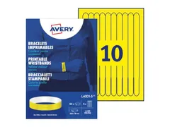 Avery L4001-5 Bedrukbare Polsbandjes 18x265mm Geel 50 Stuks