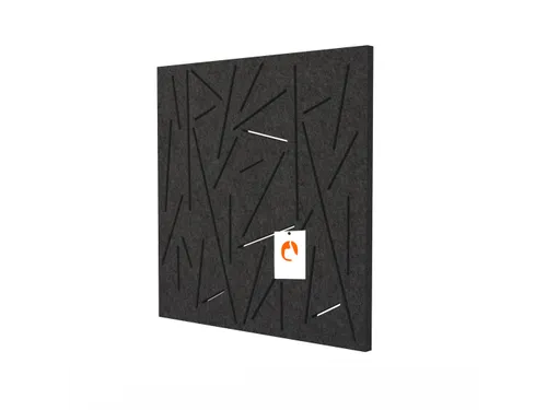 Akoestisch wandpaneel vierkant met patroon uitsnede 100x100cm Zwart