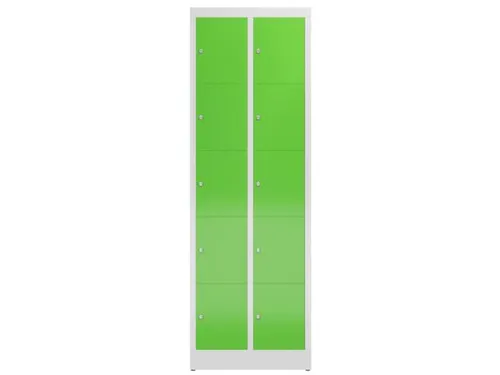 Lockerkast 1800x590x500mm 2x5 vakken cilinderslot, sokkel, RAL6018