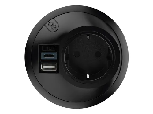 Desktop stekkerdoos Power PixelTUF 1x Schuko + USB A en C 25W Zwart