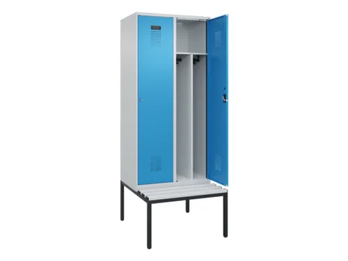 locker met bank,voor scheiding van kleding,HxBxD 2120x800x815mm,2vak