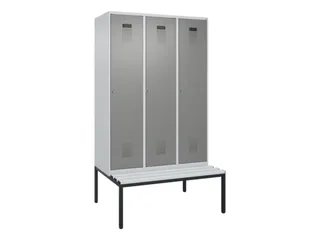 locker met bank,voor scheiding van kleding,HxBxD 2120x1200x815mm,3vak - 2