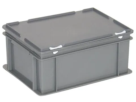 Euronorm Stapelkrat Pe Hxlxb 180X400X300Mm 16L Met Deksel Grijs