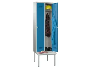 locker met bank,HxBxD 2150x800x500mm,2vak,RAL7035,front RAL5012 - 1