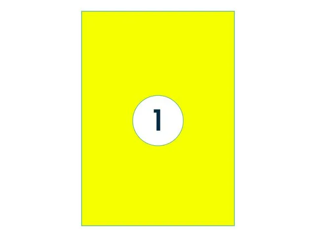 Gekleurde Etiketten 210x297mm A4 Fluor Geel 42224