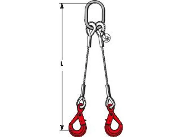 Staaldraadstroppen 2strengen 7t 0-45° Kabel Ø 22mm Veiligheidshaak