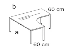 bureau à retour à hauteur réglable HxlxP 720-840x1600x1600mm CC-noi